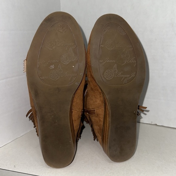 Fringe Buckle Suede Boots - Brown - Picture 11 of 14